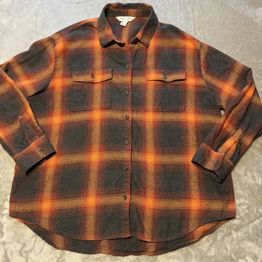 Old‎ Navy The Boyfriend Taylor Swift Evermore Flannel Shirt Plaid Women's Size L